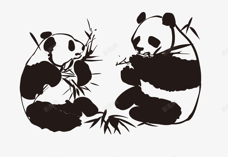 熊猫吃竹子png免抠素材_新图网 https://ixintu.com 中国风 姘村 水墨 水墨熊 涓 熊猫 鐔婄尗