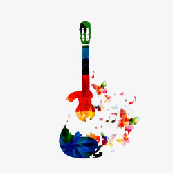 彩色的吉他音乐海报图案高清图片