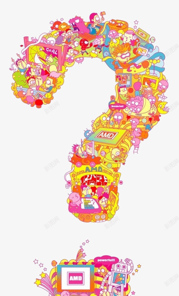 彩色问号png免抠素材_新图网 https://ixintu.com 人物 彩色 手绘 标点 问号