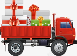 红色车辆红色圣诞节礼盒卡车高清图片