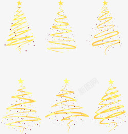 6个金色圣诞树素材
