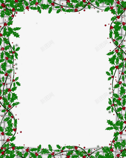 圣诞节装饰边框png免抠素材_新图网 https://ixintu.com 圣诞节元素 圣诞节框子 外框 树藤 相框 花边框