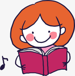 学习唱歌哼着歌看书的卡通女生矢量图高清图片