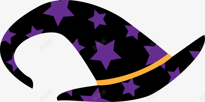 创意黑色帽子png免抠素材_新图网 https://ixintu.com 小清新 简约帽子 紫色星星 黄色丝带 黑色帽子