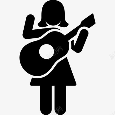 女人弹吉他图标图标