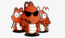 红色虾素材卡通手绘龙虾高清图片