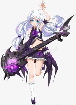 紫色光效武器吉他美女素材