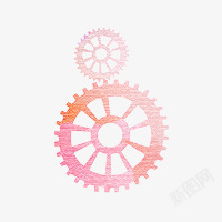 粉色手绘水墨齿轮素材