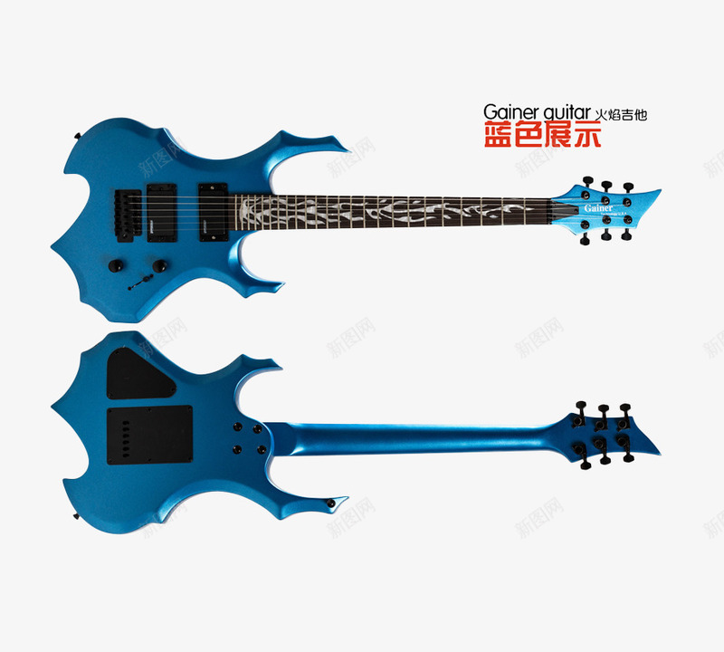 蓝色吉他展示png免抠素材_新图网 https://ixintu.com 乐器 产品实物 吉他 电吉他 蓝色