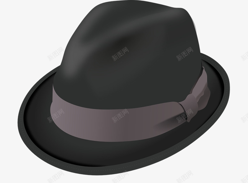 黑色绅士帽png免抠素材_新图网 https://ixintu.com 帽子 绅士帽子 高顶帽子 黑色帽子