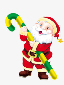 红衣老人抱着棒棒糖的圣诞老人高清图片
