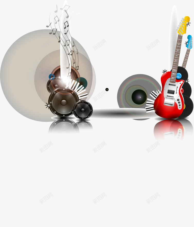 音乐海报png免抠素材_新图网 https://ixintu.com 9 传单模板 传单版式 创意海报 宣传单设计 电吉他 萨克斯 音乐派对海报 音响 麦克风创意广告