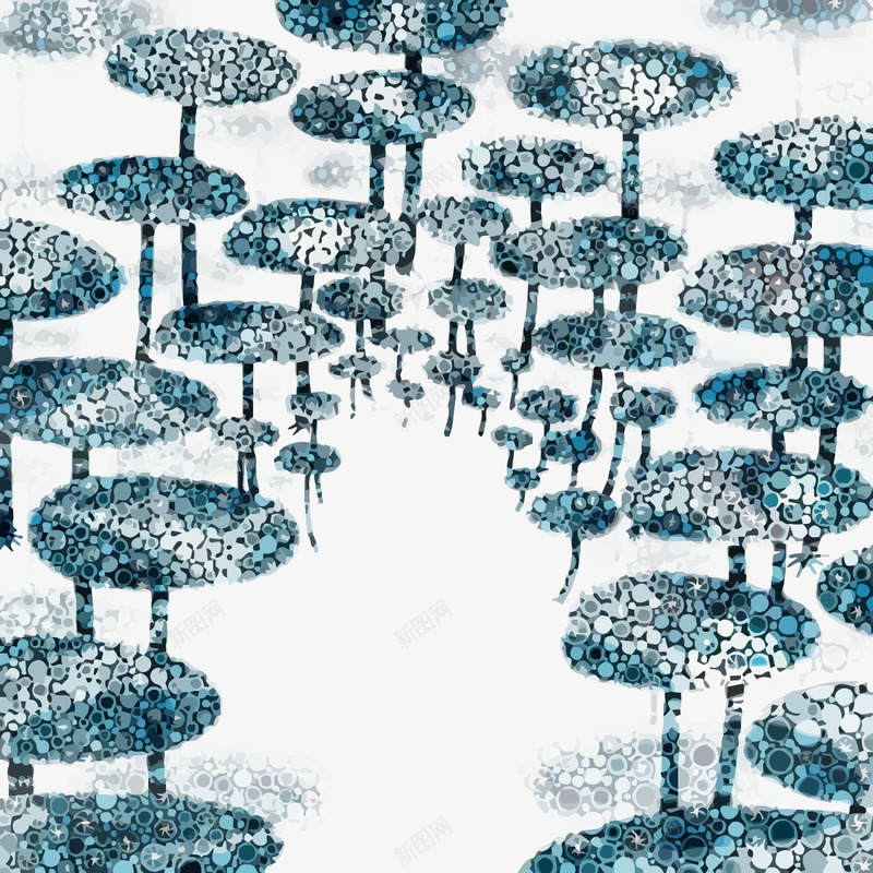 树林png免抠素材_新图网 https://ixintu.com 下雪天 卡通 手绘 森林 水彩 矢量树林