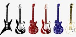 手绘彩色各种音乐电吉他素材