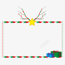 圣诞夜圣诞节鹿角几何文本边框高清图片