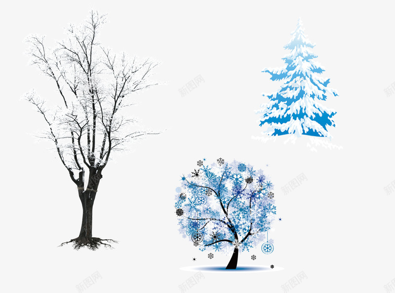 被雪覆盖的树png免抠素材_新图网 https://ixintu.com 大树 被雪覆盖的树 雪堆 雪花