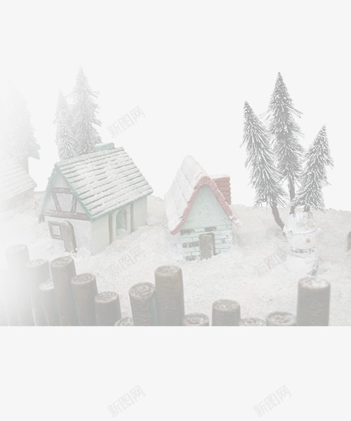 圣诞场景图png免抠素材_新图网 https://ixintu.com 圣诞 圣诞树 小木屋 雪景