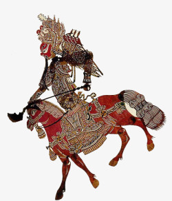 红马中国风骑马将军皮影高清图片