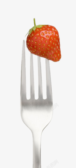 创意叉子上的草莓素材