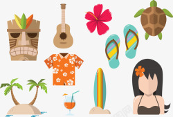 夏威夷小吉他夏威夷度假海滩元素高清图片