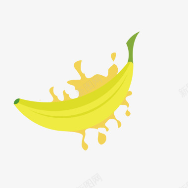 黄色香蕉果汁装饰图标矢量图图标