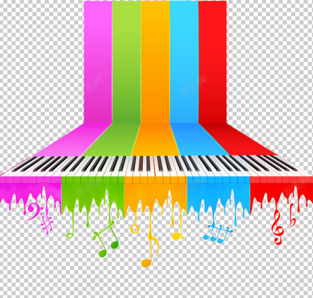 彩色钢琴png免抠素材_新图网 https://ixintu.com 彩色钢琴音符