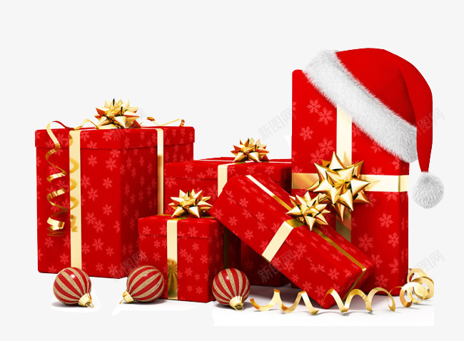 圣诞礼包圣诞帽礼盒png免抠素材_新图网 https://ixintu.com 圣诞帽 圣诞礼包 礼盒素材