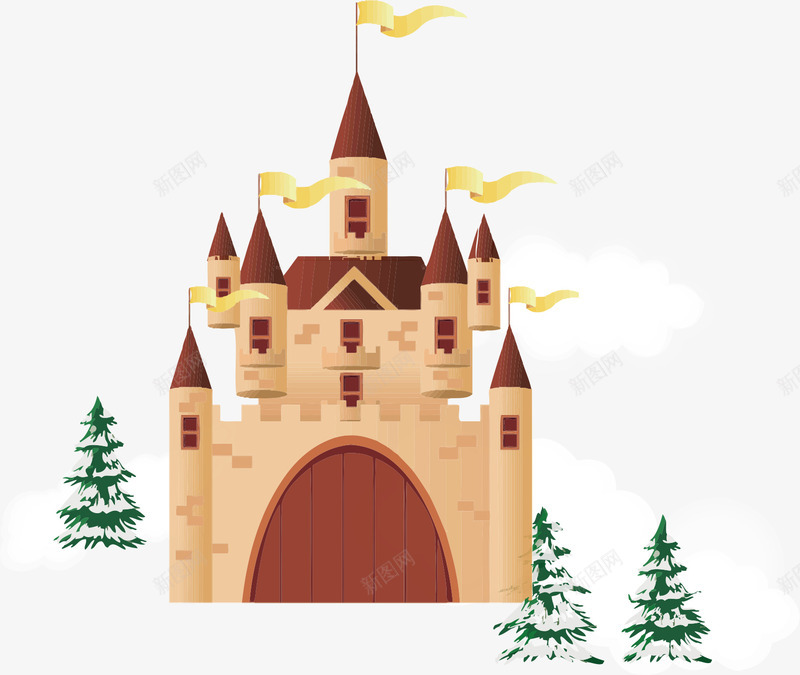 冰雪城堡矢量图ai免抠素材_新图网 https://ixintu.com 冰雪城堡 卡通 城堡 外观 建筑 彩色 矢量图