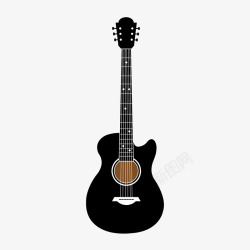 黑色卡通乐器吉他素材