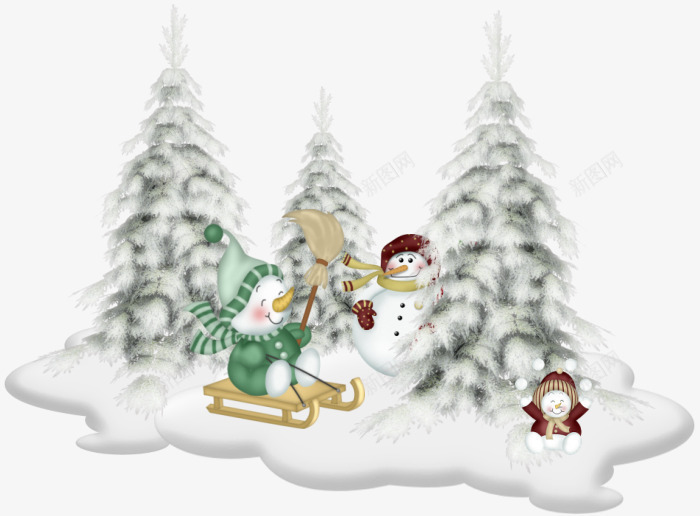 圣诞松树雪景png免抠素材_新图网 https://ixintu.com 好看 松树 简单 雪景