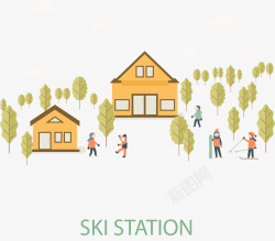 滑雪场滑雪场情景矢量图高清图片