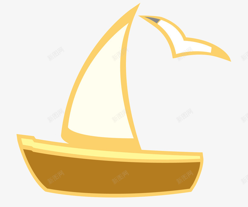 黄色的小船矢量图ai免抠素材_新图网 https://ixintu.com 卡通 卡通形象 小帆船 海里航行 金黄色 黄色的天鹅 矢量图