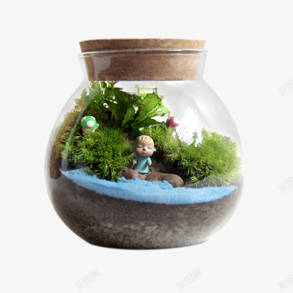 瓶子里的景色png免抠素材_新图网 https://ixintu.com 可爱 植物 清新 瓶子 盆景 盆栽 绿色 装饰