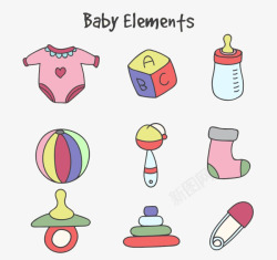 玩具奶嘴手绘婴儿元素高清图片