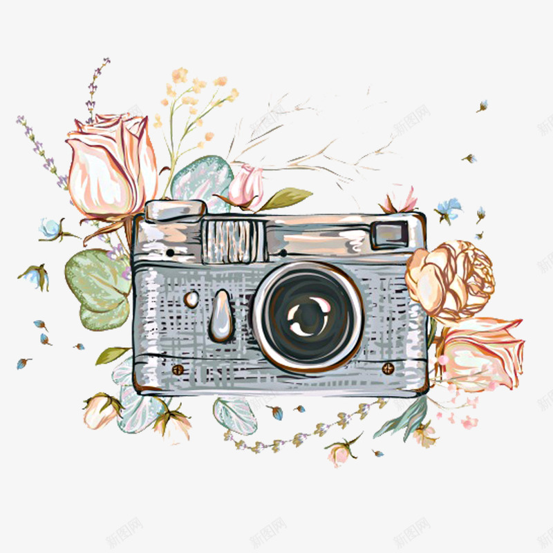 手绘相机鲜花图案png免抠素材_新图网 https://ixintu.com 卡片机 微单 手绘 照相机 相机 装饰图案 运动相机 鲜花