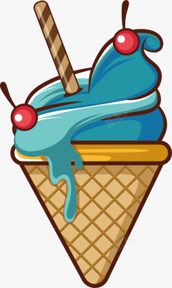蓝色清新冰淇淋素材
