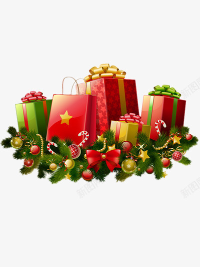 圣诞礼物盒png免抠素材_新图网 https://ixintu.com 圣诞元素 圣诞节 礼品素材 礼物 礼物堆 节日素材