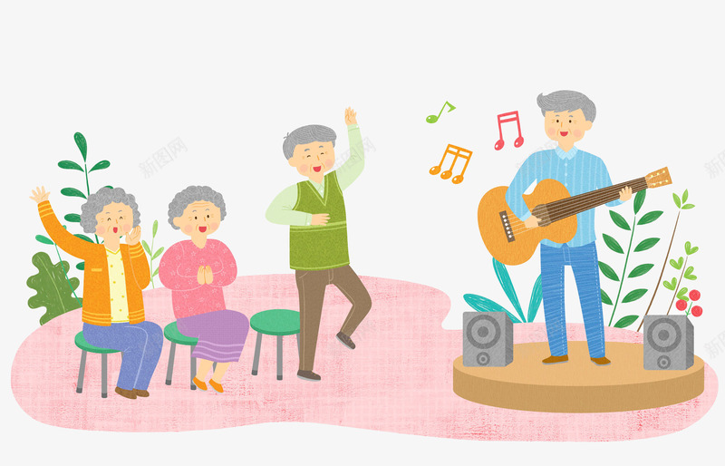 老人唱歌跳舞png免抠素材_新图网 https://ixintu.com 免扣老人 唱歌跳舞 弹吉他 新图网 树木 老人跳舞 舞蹈的老人家