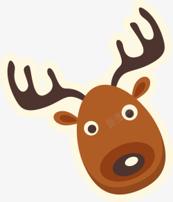 可爱鹿头卡通圣诞节麋鹿贴纸矢量图高清图片