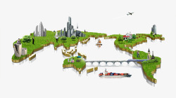 地球版图未来绿色城市高清图片