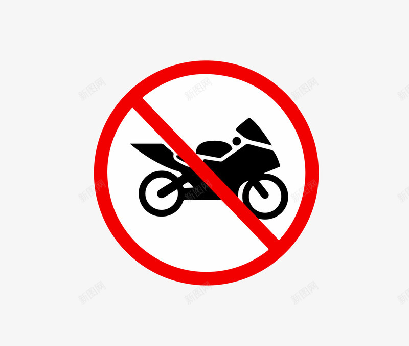 禁止摩托车通行图标png_新图网 https://ixintu.com ai格式 icon nb 创意 卡通 图标 图案 扁平设计 摩托车 禁止 警示图标