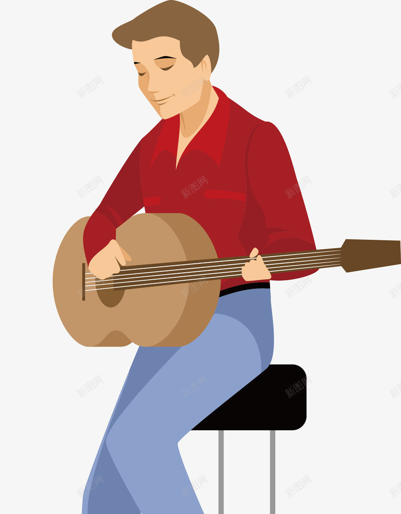 弹吉他的人png免抠素材_新图网 https://ixintu.com 卡通人人物 男性 音乐