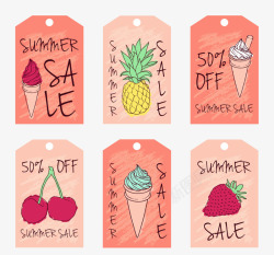 夏季销售卡手绘多彩夏季冰淇淋水果销售卡图案高清图片