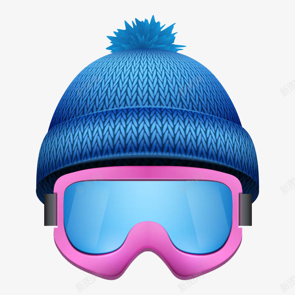 蓝色毛线滑雪帽子png免抠素材_新图网 https://ixintu.com 小蓝帽 帽子 毛线帽子 滑雪帽子 滑雪眼镜 滑雪装备 蓝色帽子