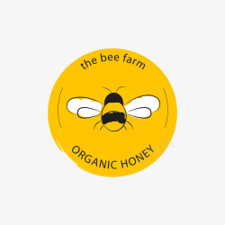蜂蜜标签黄色圆形英文蜂蜜标签矢量图高清图片