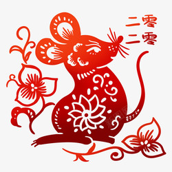 新年快乐鼠年剪纸老鼠插画高清图片