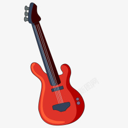 吉他表演卡通红色的电吉他矢量图高清图片