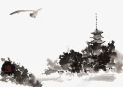 水墨云烟中国风创意水彩高清图片