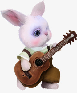 弹吉他的小兔子素材