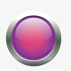 紫色圆形金属水晶按钮素材